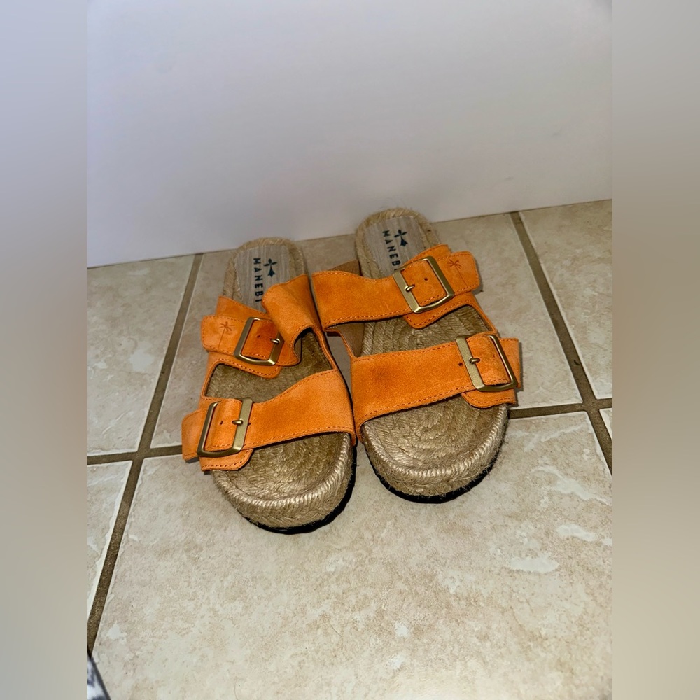 NWOB Manebí Nordic Suede Raffia Sandals Size 39